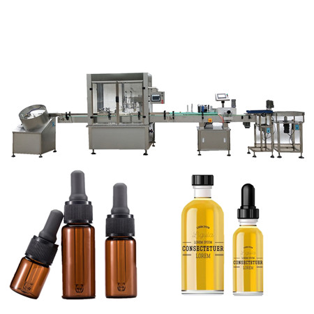 Machine d'étiquetage de bouchage de remplissage d'huile e-liquide de vapeur automatique pour bouteille ambrée de 5 ml 15 ml 20 ml 50 ml